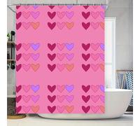 Pink Heart Pattern Pattern Shower Curtain 180X210Cm - Modern Sweet Multicolor Heart Design Bathroom Curtain with Hooks - Waterproof Quick Dry Bathtub Curtain