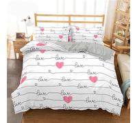 Pink Heart Print Duvet Cover 260X220,Love Pattern Hand Drawn Bedding Set with Zipper Closure and Pillowcase,Romantic Valentines'S Day Themed Quilt Cover Super King