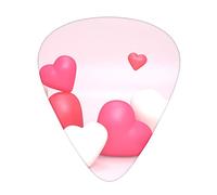 Pink Heart Printed Guitar Picks Personalized Guitar Plectrums 12 Pcs For Acoustic Guitar Electric Guitar And Bass Bulk Guitar Pick One Size