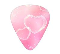 Pink Heart Printed Guitar Picks Personalized Guitar Plectrums 12 Pcs For Acoustic Guitar Electric Guitar And Bass Bulk Guitar Pick One Size