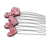 Pink Heart Rhinestone Side Comb for Bridesmaids and Prom Updos | Metal French Style Piece, Decorative Sparkle, Secures Loose Strands at Nape, Elegant Vintage Chic Finish