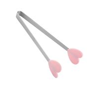 Pink Heart Shape Stainless Steel Food Tongs with Silicone Handle 13.5 cm | Pink Heart Shape, Stainless Steel, Silicone Handles, 13.5 cm Length, 3 cm Width, 1 Piece, for Snacks, BBQ, Bread, Ice Cubes