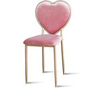 Pink Heart Shaped Makeup Chair Creative Flannel Dressing Stool for Girls' Bedroom Metal Wrought Iron Backrest Stylish Decorative Dining Room Furniture