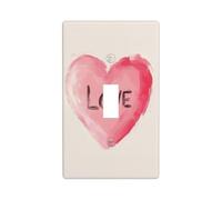 Pink Heart with Word Love Minimalist Light Switch Cover Decorative Single Toggle 1 Gang Wall Plate for Kitchen Farmhouse Bedroom Bathroom Art Decor