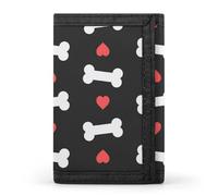 Pink Hearts and Bones Wallet for Men Trifold Wallets Credit Card Holder Minimalist Front Pocket for Women