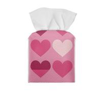 Pink Hearts Design Tissue Storage Paper Holder Square Refined Napkin Organizer Holders For Dresser Household Car