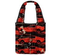 Pink Hearts Doodle Pattern Canvas Tote Bag, Medium Book Tote Reusable Cloth Bag for Women Teachers Nurse
