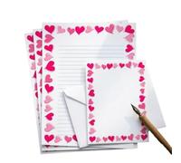Pink Hearts Eco-Friendly Writing Paper and Envelopes Set - A5 Recycled Stationery for Romantic Letters & Anniversaries - 100gsm FSC Certified - Lined or Plain - Made in UK - Love Heart Stationery Gift