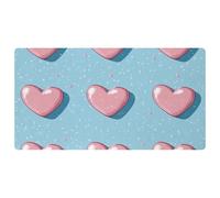 Pink Hearts on a Blue Background Pattern Non-Slip Bath & Kitchen Mat,Oil & Water Absorbent, Quick Dry