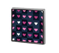 Pink Hearts on Navy Blue White Checkered Unisex Brooches & Pins Square Lightweight Lapel Badge Jewelry for Clothing Shawl Hat