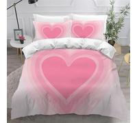Pink Hearts Super King Size Duvet Cover Sets 3D Printed Microfiber Cartoon Bedding Set Ultra-Soft Quilt Cover 260 x 220 cm with Zipper Closure and 2 Pillowcases 50x75 cm b_1439