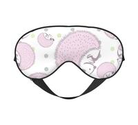 Pink Hedgehog Double-Sided Silk Sleep Mask, Adjustable Light Blocking Eye Mask for Travel, Men & Women, Soft Comfortable Blindfold 20x10cm