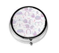 Pink Hedgehog This Small, Round Pill Box is a Portable Travel Medicine Organizer with Three compartments for Storing Daily medications.