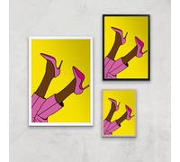 Pink Heels Lifted Giclée Art Print - A3 - White Frame