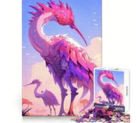 Pink Heron Fantasy Landscape 1000 Pieces Jigsaw Puzzles for Teenagers Enhance Memory Easy Leisure Firm Cut Wall Art Decor (38x52cm)