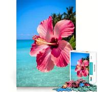Pink Hibiscus Flower 1000 Piece Jigsaw Puzzles for Adults Mind Skill Toy Casual Relax Design Assembly Art Collection Piece (38x26cm)