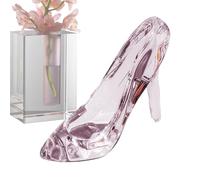 Pink High Heeled Shoe Statue - Transparent Acrylic Desk Decor Collection for Women Girls Birthday Wedding Christmas Table Shelves Window Sills
