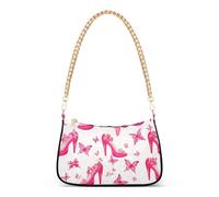 Pink High Heeled Shoes Butterflies Ladies Shoulder Bag Prints for Women Moon Purse Hobo Bags Elegant Handbag Medium Zipper Closure
