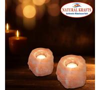 Pink Himalayan Salt Tealight Holder Salt Candle Holders Set of 2 Pieces By Natural Krafts from Punjab, Pakistan