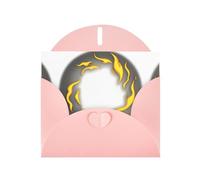 Pink Holiday greeting check blank card and pearl beautiful blank note block VVXBHGR Burning wind fire ball Pattern