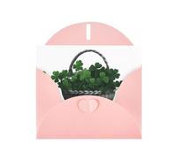 Pink Holiday greeting check blank card and pearl beautiful blank note block VVXBHGR Clover in a bamboo basket Pattern