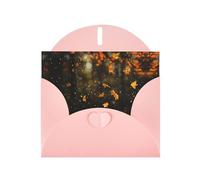 Pink Holiday greeting check blank card and pearl beautiful blank note block VVXBHGR Falling leaves in the rain Pattern