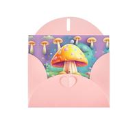 Pink Holiday greeting check blank card and pearl beautiful blank note block VVXBHGR Fantasy Dream Mushroom Pattern