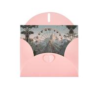Pink Holiday greeting check blank card and pearl beautiful blank note block VVXBHGR Ferris wheel at the zoo Pattern