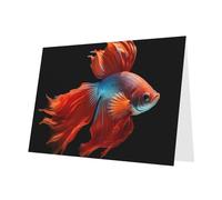 Pink Holiday greeting check blank card and pearl beautiful blank note block VVXBHGR fish with a sad heart Pattern