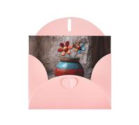 Pink Holiday greeting check blank card and pearl beautiful blank note block VVXBHGR Little flowers in the painted pottery Pattern