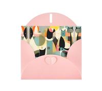 Pink Holiday greeting check blank card and pearl beautiful blank note block VVXBHGR Mid-Century Modern Art Cat Pattern