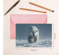 Pink Holiday greeting check blank card and pearl beautiful blank note block VVXBHGR Polar bear on the snowy plains Pattern