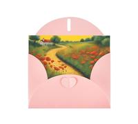 Pink Holiday greeting check blank card and pearl beautiful blank note block VVXBHGR Poppies Field Yellow Brick Road Pattern