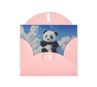 Pink Holiday greeting check blank card and pearl beautiful blank note block VVXBHGR Red panda on the cloud Pattern