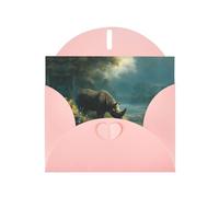 Pink Holiday greeting check blank card and pearl beautiful blank note block VVXBHGR Rhino on the river bank Pattern