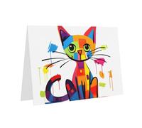 Pink Holiday greeting check blank card and pearl beautiful blank note block VVXBHGR Sad Cat Pattern
