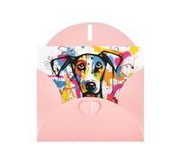 Pink Holiday greeting check blank card and pearl beautiful blank note block VVXBHGR Strange Doodle Dog Pattern