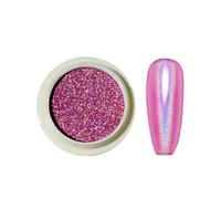 Pink Holographic Chrome Nail Powder Laser Rainbow Mirror Effect Pink Chrome Nail Powder, Holographic Powder for Nails, Gel Polish Chrome Powder for Nail Art Design Decoration