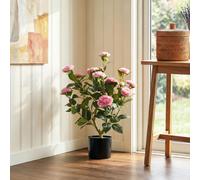 (Pink) HOMCOM 65cm Artificial Camellia Flower Plant with 116 Lush Leaves