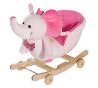2-in-1 Baby Rocking Horse Ride On Elephant W/ Wheels Music, Pink