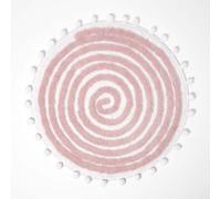 (Pink) HOMESCAPES Spiral Cotton Bath Mat with Pom Pom Edges