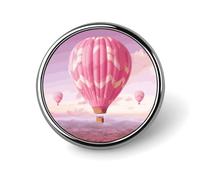 Pink Hot Air Balloon Lapel Pin Badge Round Metal Button Pin Personalized Novelty Pinback Button Badges Funny Recognition Enamel Pins Novelty Cute Cartoon Brooch Pin for Jacket Bag Coat