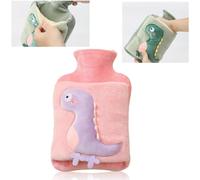 (Pink) Hot Water Bottle With Cover, 2l Large Capacity Plush Hot Water Bottle, Cute Dinosaur Leak-proof Plush Hot Water Bottle, Christmas Gifts