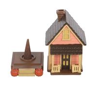 Pink House Incense Cone Burner with Pumpkins | Hand-Painted Ceramic | Gift Ready