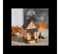 Pink House Resin Incense Cone Burner With Pumpkins