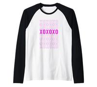 Pink Hugs N Kisses Pink Graphic Raglan Baseball Tee