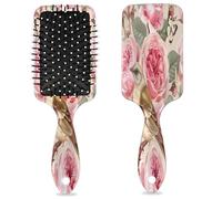 Pink Hummingbird Rose Hair Brush Bird Flower Wet Dry Air Cushion Hair Brush Plastic Detangler Hairbrush for Kids Adults Back To School Gift Women Men