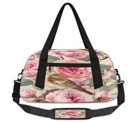Pink Hummingbird Rose Kids Overnight Duffle Bags Boys Girls Teen Bird Flower Sports Gym Bag for Weekender Travel Gymnastics Dance Ballet