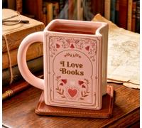 Pink I Love Books 3D Book Shaped Ceramic Mug Book Lover Gift Something Different