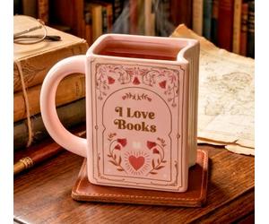 Pink I Love Books 3D Book Shaped Ceramic Mug Book Lover Gift Something Different